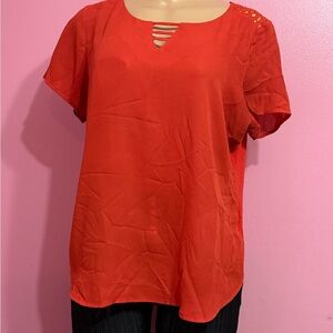 Apt. 9 Red Short-Sleeve Blouse with Strappy V-Notch